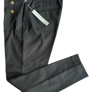 LOFT Women's High Waist Skinny black sailor dress pants with gold-tone buttons